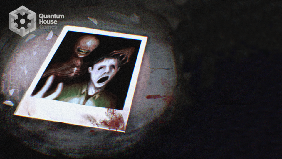 polaroid of a man being controlled by a monster